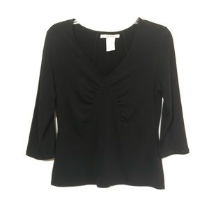 Free people stretchy ruched front black top